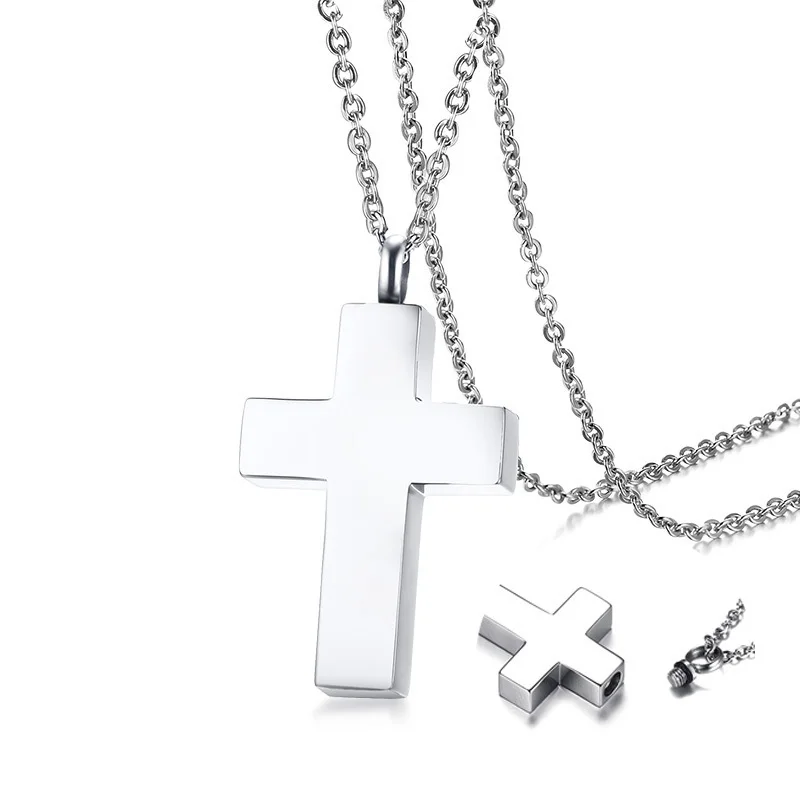 Keepsake Cross Pendant Necklace Men’s Stainless Steel Male Jewelry in Black
