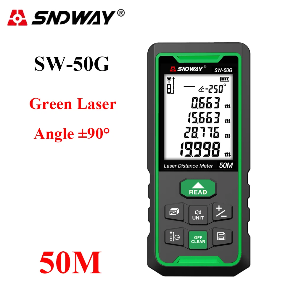SNDWAY Laser Abstand Meter Grün Palette finder 50m 70m 100m Entfernungsmesser Trena Maßband Winkel Messung Herrscher roulette Werkzeug SNDWAY Laser Abstand Meter Grün Palette finder 50m 70m 100m Entfernungsmesser Trena Maßband Winkel Messung Herrscher roulette Werkzeug