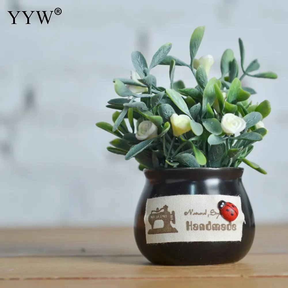 

Artificial Flower Plants Bonsai Ceramic Simulation Tree Desktop Pot Decorative Fake Flowers Garden Plant Potted Bonsai Decor