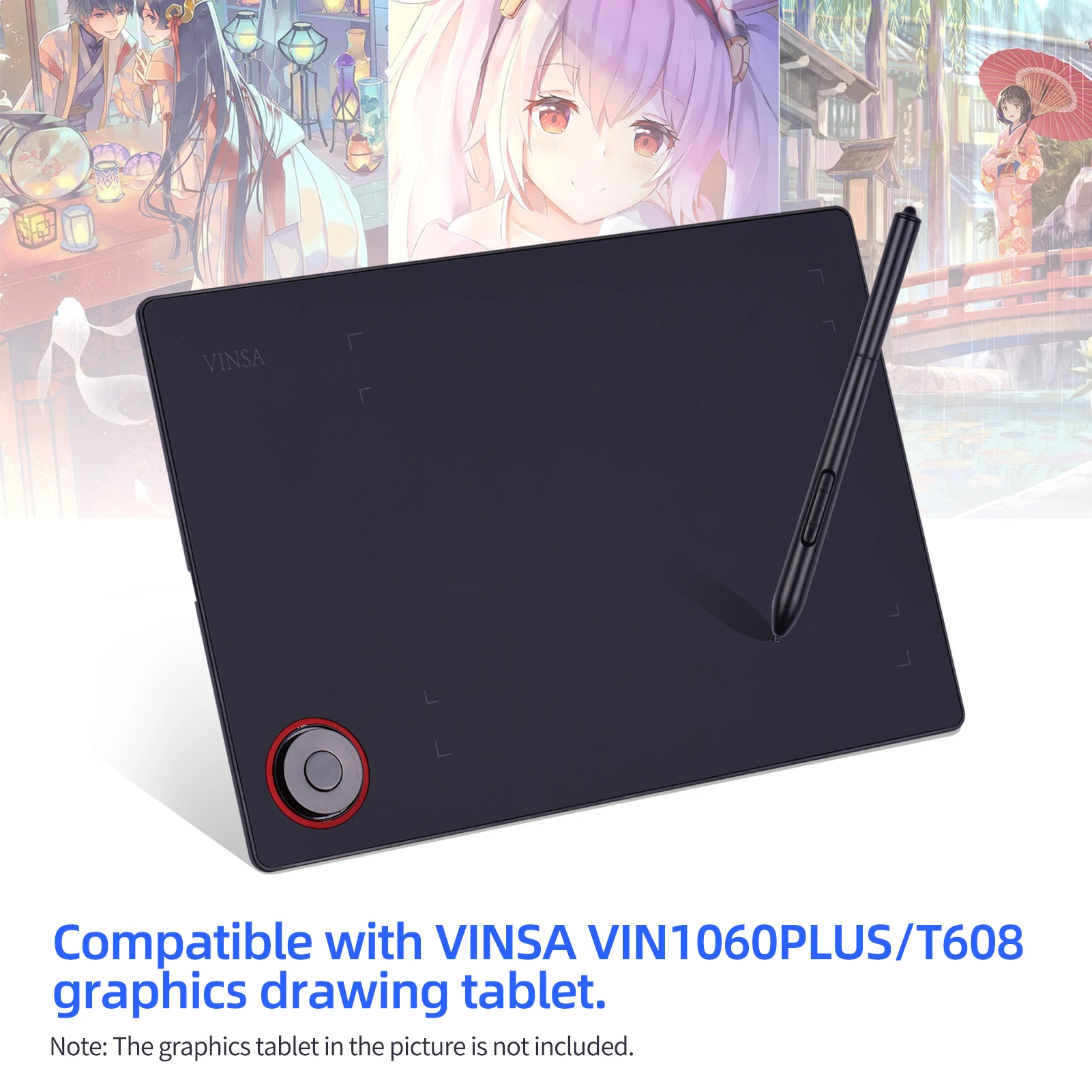 Battery-Free Stylus 8192 Levels Pressure graphics drawing stylus Compatible with VINSA VIN1060PLUS/T608 Graphics Drawing Tablet