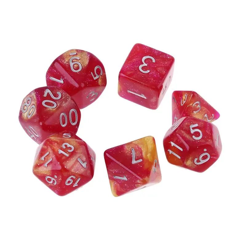 7 шт./компл. Dichromatic D4 D6 D8 D10 D12 D20 многогранные циферблаты настольный