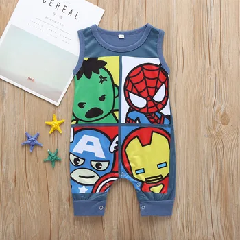 

Newborn Infant Baby Romper 2020 Summer Super-hero Sleeveless Baby boy Jumpsuit Cartoon Baby Girl Clothes Outfit 0-24 months