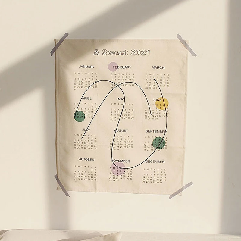 Cloth 2021 Calendar Tapestry Fabric Home Decoration Accessories Japan