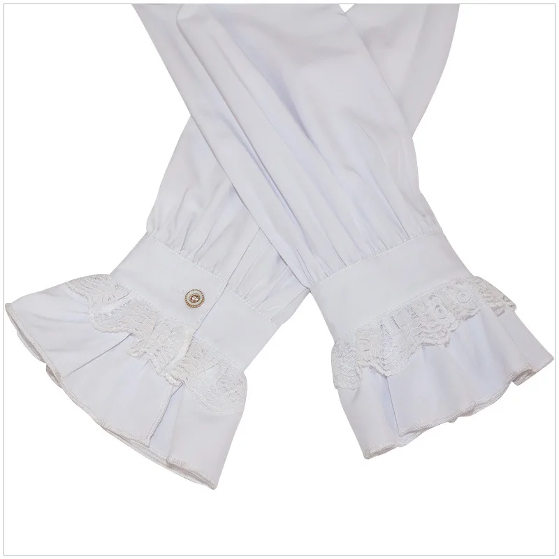 White Cotton & Lace Ruffles Stand Collar Lantern Sleeve Medieval Party Wear Vintage Shirt Men Gothic Clothes Victorian Top Male