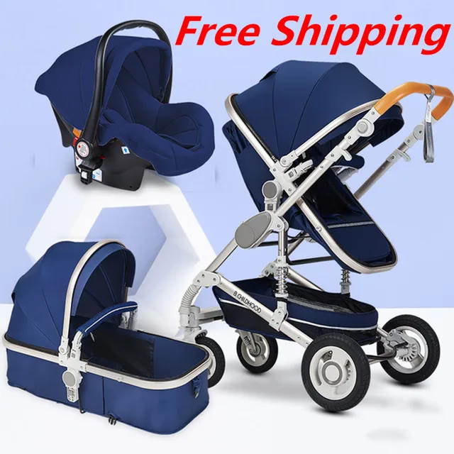 $US $192.90  3 in 1 Multifunctional Baby Stroller Folding Carriage High Landscape Gold Red Baby Stroller Newborn