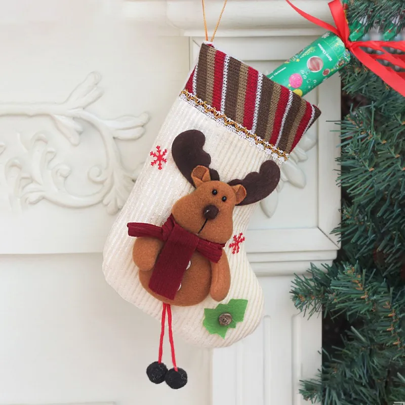 Christmas Tree Decoration Cute Cartoon Big Stockings Party Ornaments Santa Claus Snowman Gift Bag