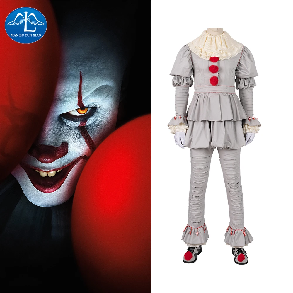 Мужской костюм клоун Pennywise для косплея Стивена Кинга Джокера на Хэллоуин