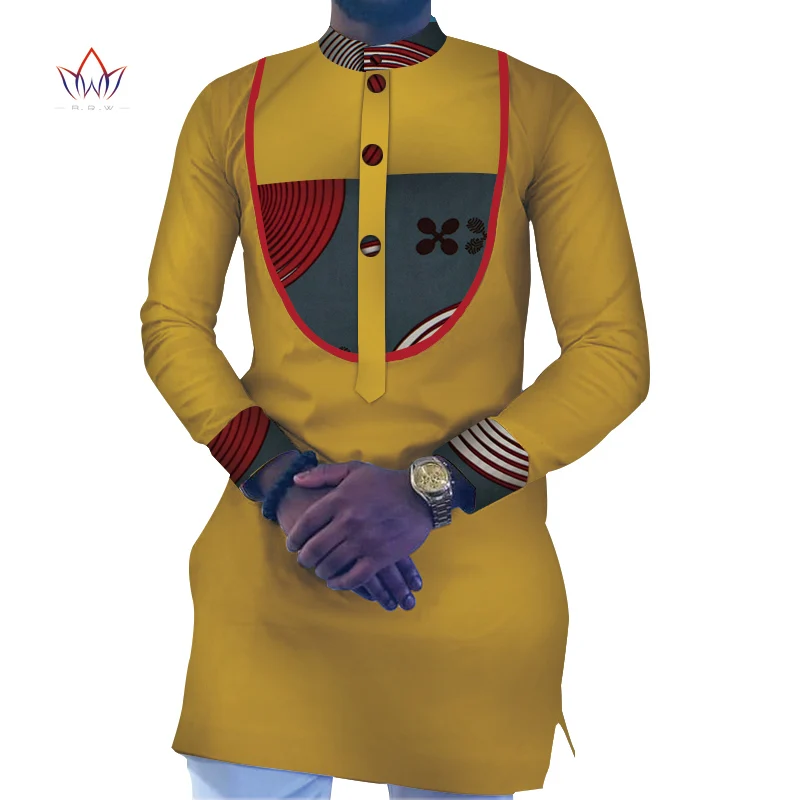 Африканская одежда мужские лоскутные рубашки с длинными рукавами Bazin Riche Африканский дизайн повседневная одежда из хлопка мужские рубашки WYN670 - Цвет: 23