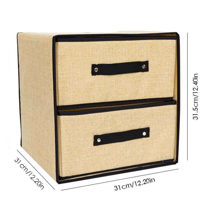 

Foldable Storage Box for Clothes Washable Underwear Storage Box Polyester Fabric Drawer Organizer Storage Containers Beige