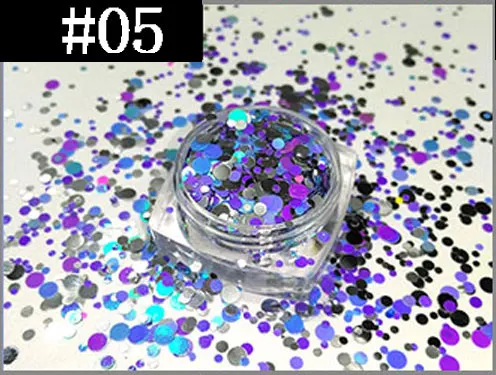 color 5 1 упаковка, 50 г нейл-арта блестящие точки пайетками смешанный 1/2/3/мм круглые точки блестящие разноцветные с узором в горошек, с блестками для рукоделия и декорирования ногтей Арт Декор - Цвет: color 5