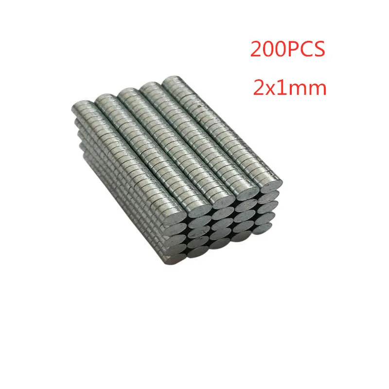 2x1mm 200 шт оптом небольшой круглый сверхмощный Неодимовый Диск Dia N35 NdFeB магнит - Цвет: 2x1mm