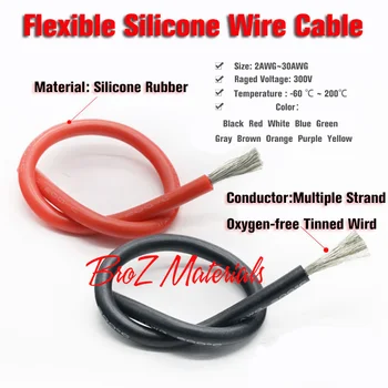

Heat-resistant cable wire Soft silicone wire 12AWG 14AWG 16AWG 18AWG 20AWG 22AWG 24AWG 26AWG 28AWG 30AWG heat-resistant silicone