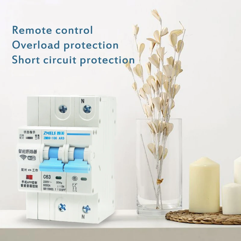 tuya smart ZMB9-100 WiFi Smart Circuit Breaker Switch ZMB9 25A 40A 63A 80A 100A 230V 400V 1/2/3/4 pins P support alexa google