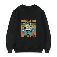 Dungeon Meowster Funny Nerdy Gamer Cat D20 Dice RPG Clown Pullover Men Women Printed Terror Loose Pullovers Casual Sweatshirt