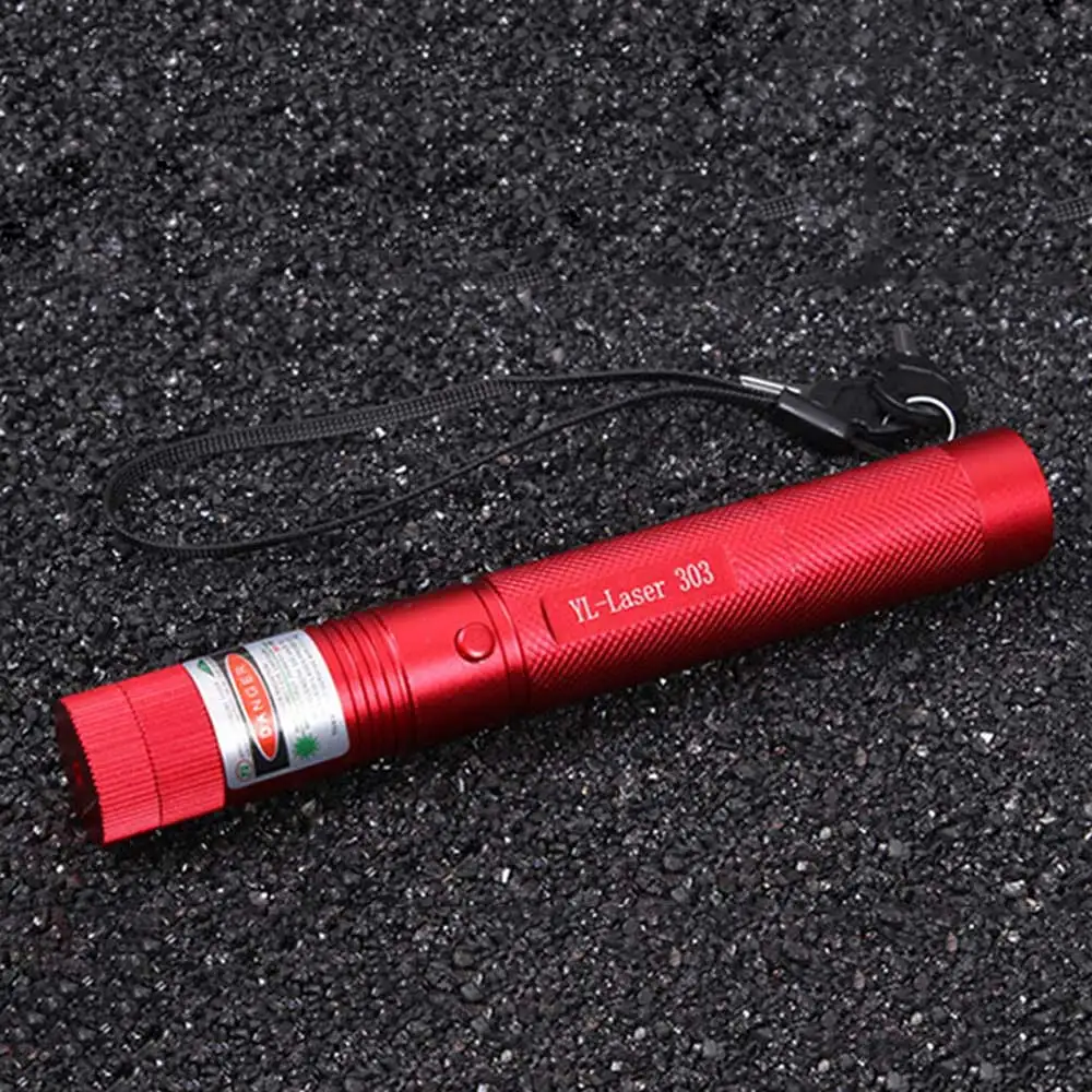 Лазерная указка зеленая 532 нм 5 мВт 303 лазерная ручка высокая мощность регулируемая Звездная головка горящая спичка лазер без батареи - Цвет: red