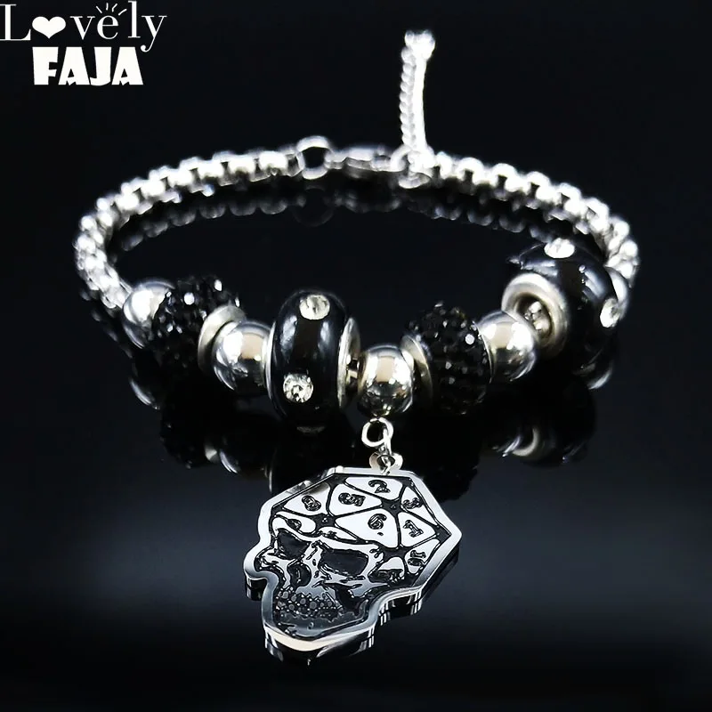 Модный готический браслет из нержавеющей стали, очаровательный женский браслет с черной эмалью, ювелирные изделия, pulsera acero inoxidable mujer B18582
