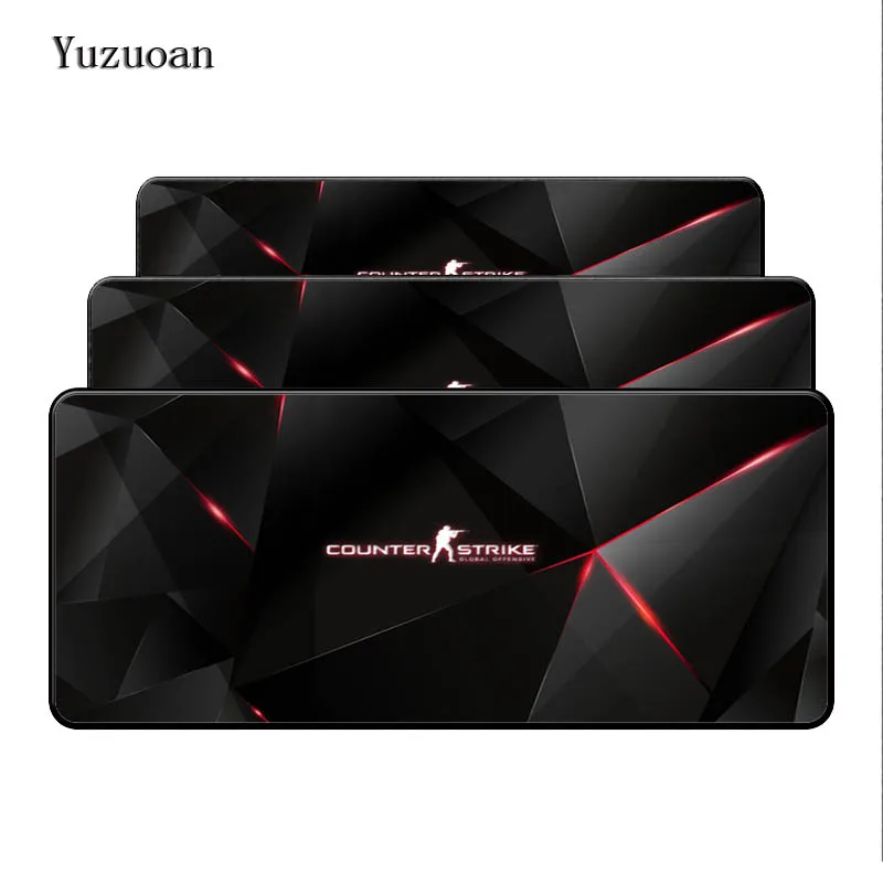 

Yuzuoan 900x400 black lock edge counter-strike non-slip rubber computer desktop control game player speed large mouse pad