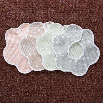 

Baby Bibs Cotton Waterproof Baby Saliva Towel 360 Degree Button Flower Petals Newborn Bib For Feeding Baby Products Burp Cloth