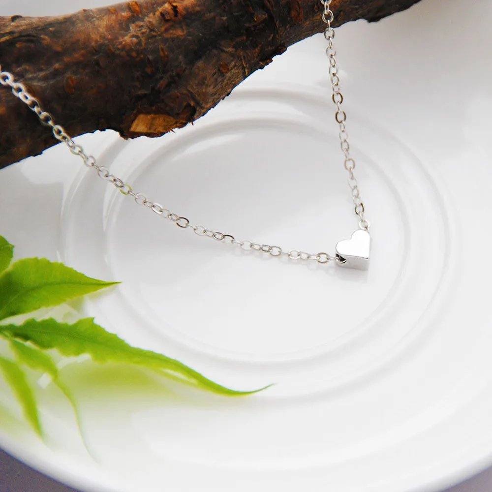 Gift Crystal Heart Necklace For Women Romantic Fashion Classic Luxury Rhinestones Fashion Tiny Heart Dainty Initial Necklace