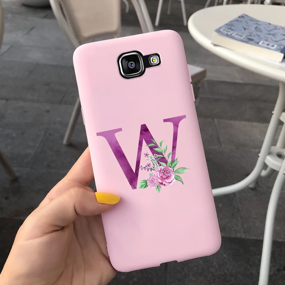 waterproof phone holder TPU Letters Case For Samsung Galaxy A5 2016 A5 2017 Case Flower Alphabets Soft Protect Cover For Samsung A5 A 5 2016 2017 Funda flip cover