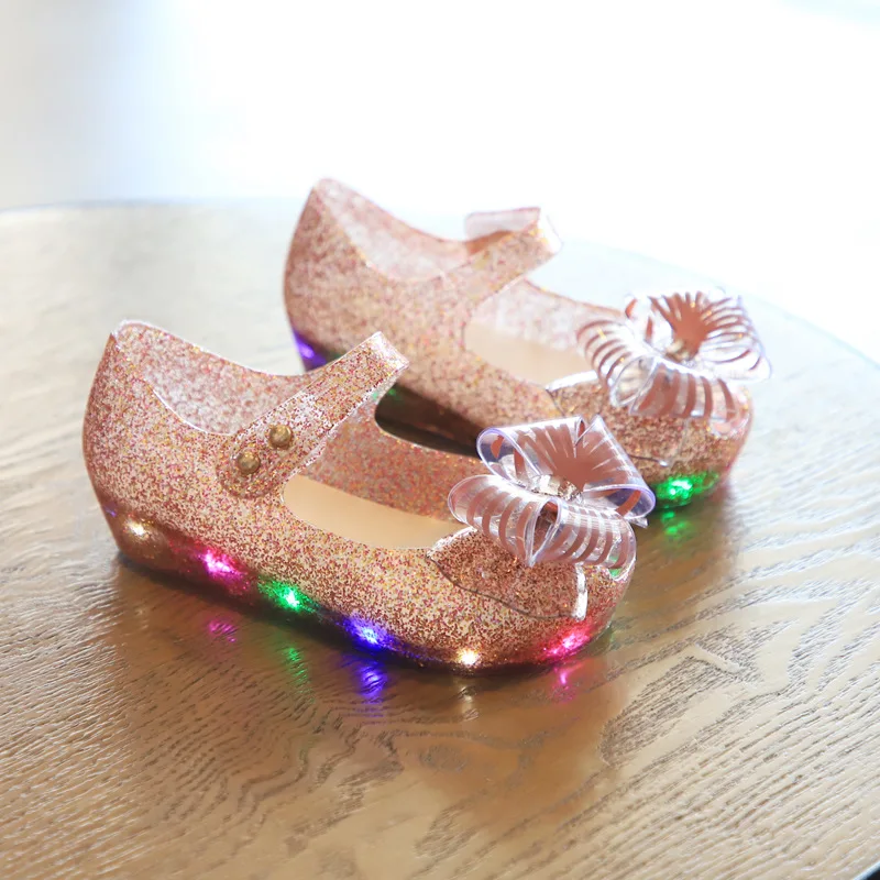 Новые мини Melissa прозрачные сандалии светодиодный детские сандалии удобная обувь для девочек с бантом детская обувь принцессы melissa