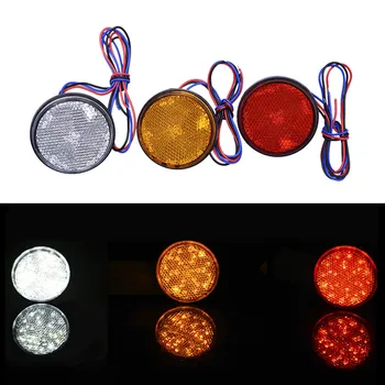 

2pcs 42mm Universal 12V Motorcycle ATV Scooter LED Rear Tail Light Round Brake Stop Lamp Number Plate Round Reflector Light