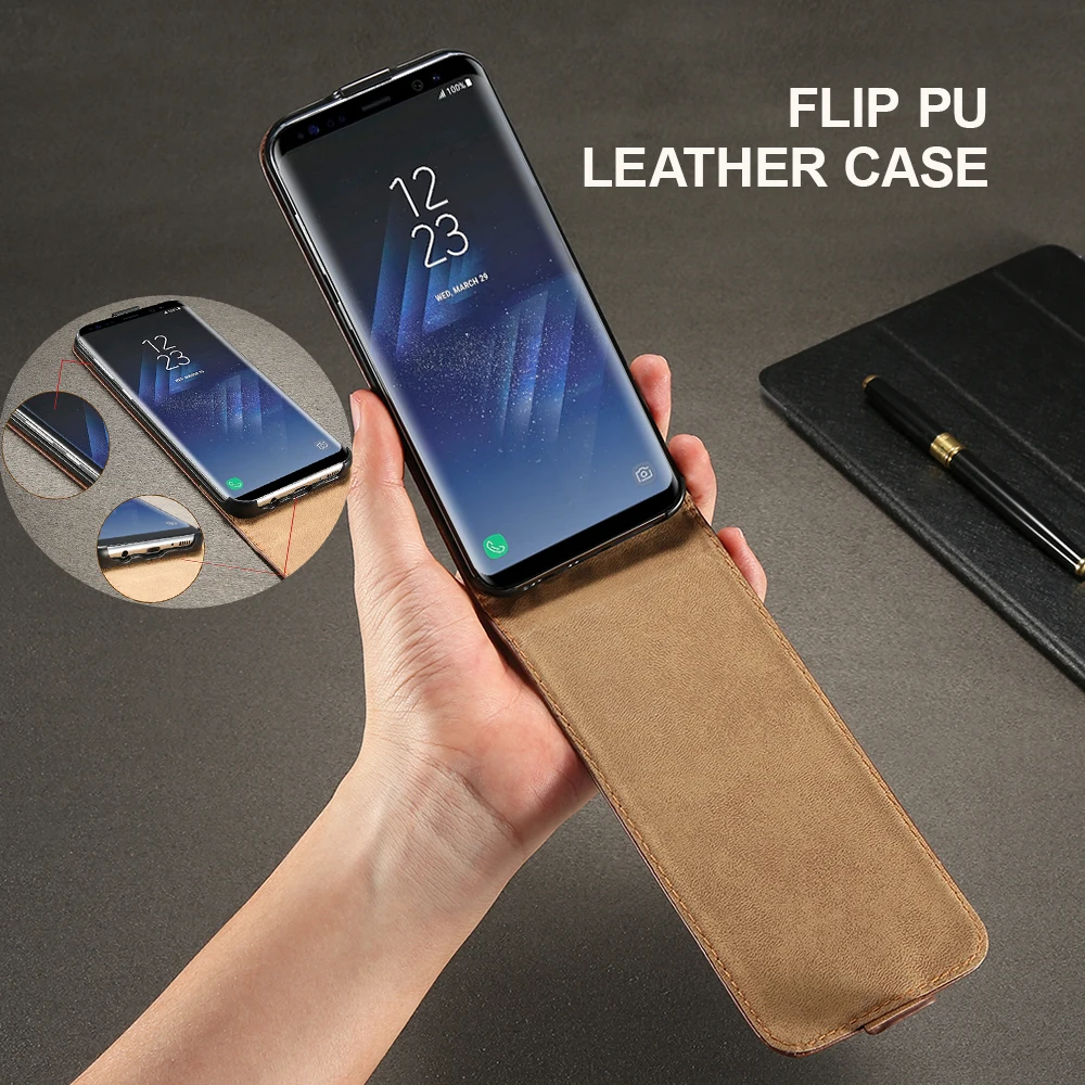 Вертикальный кожаный чехол книжка с магнитным чипом для samsung Galaxy S8 S7 S6 S5 S4 S3 Mini