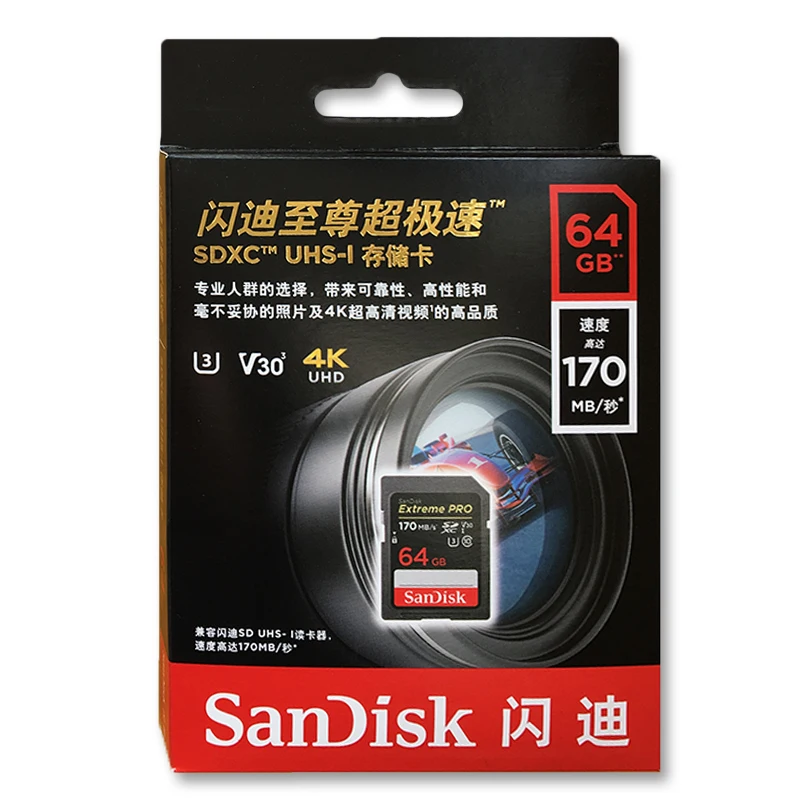 SanDisk SD карта 16 ГБ 32 ГБ SDHC флэш-карта памяти 64 Гб 128 ГБ 256 ГБ SDXC класс 10 USH-I 4K Full HD видео для цифровой камеры