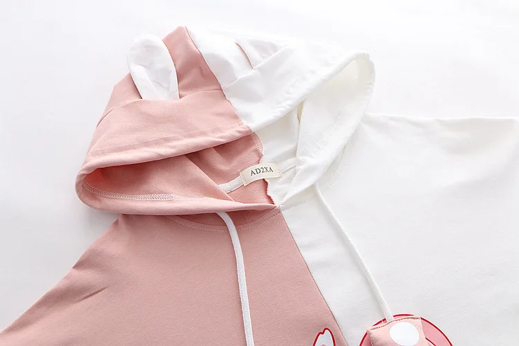 Kawaii/женские толстовки с заячьими ушками; Милый хлопковый свитер в стиле Харадзюку; мягкий пуловер в стиле мори для девочек; спортивная одежда; рубашка
