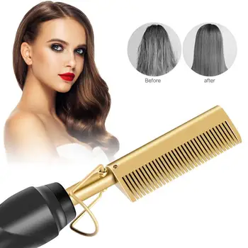 

Electric Hair Straightener Comb Multi-functional Copper Comb Hair Flat Wet And Dry Dual-use Curling Iron Hair Perm Comb