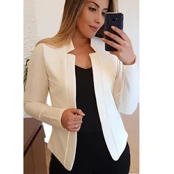 Blazer feminino terno jaquetas plus size all match jacket poliéster ternos de escritório outerwear cor sólida magro para senhoras de negócios topo
