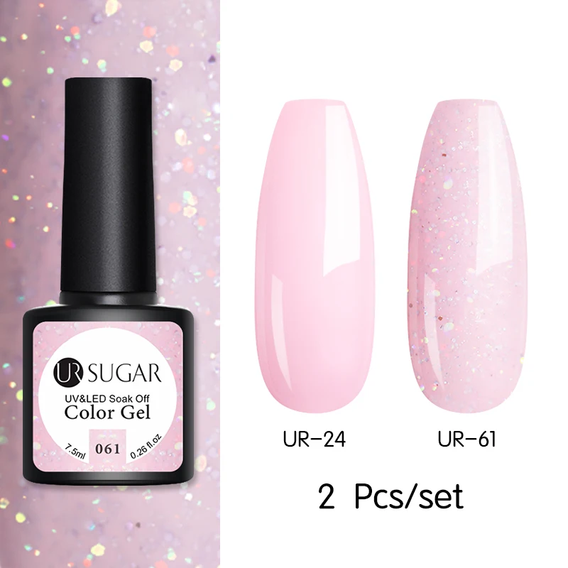 Ur Sugar 2 шт./компл. Розовый Блеск УФ-гель для ногтей комплект с сияющими блестками; Цвет: светодиодный гель для ногтей Лаки лак! полупостоянная гель био-Гели Soak Off УФ светодиодный - Цвет: 6