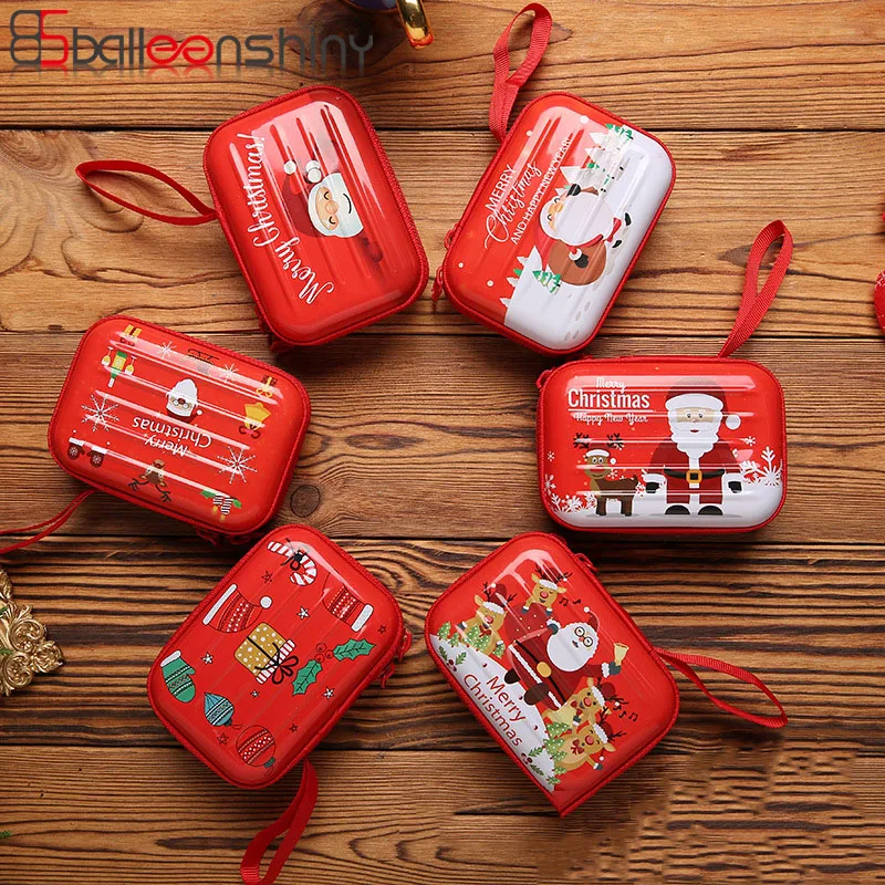 

Balleenshiny 2019 New Christmas Candy Box Cartoon Tinplate Square Zip Coin Purse Santa Claus Snowman Baby Kids Toys Hairpin Box