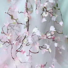 Ткань с красивыми цветами, мягкий вышитый тюль, кружевная ткань для платьев и рубашек, у двора, розовый, черный, белый, красный и серый