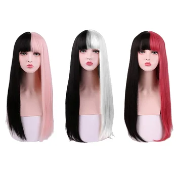 

Fashion Long Straight Hair Wigs with Dual-Color for Women Girl Ladies Cosplay Party Concert Daily Wear
