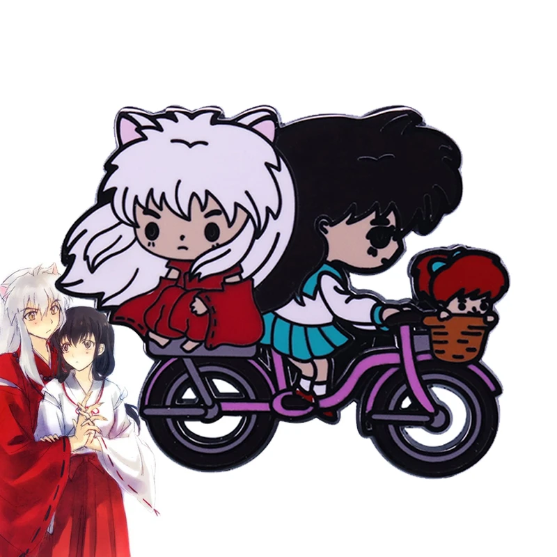 Bicycle Inuyasha And Kagome Brooch Cycling Adventure Enamel Pin Boyfriend  Girlfriend Gift Cute Cartoon Decor - Brooches - AliExpress