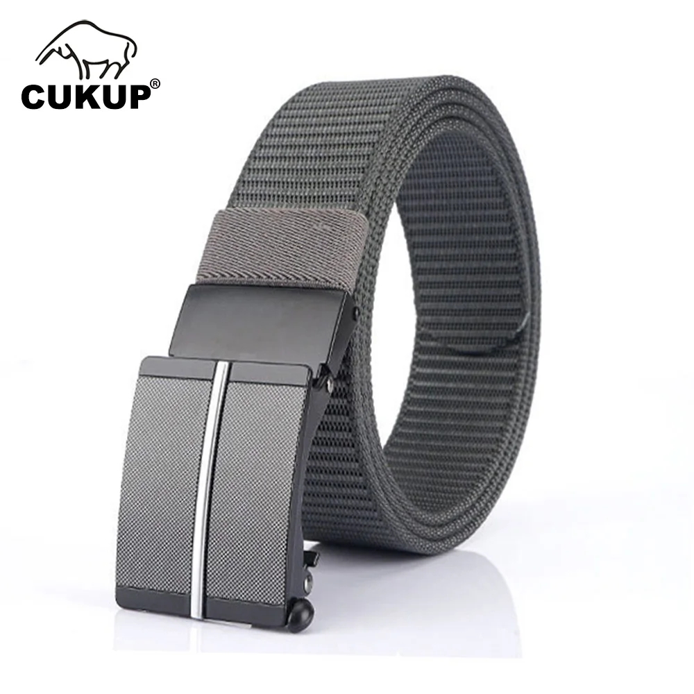 

CUKUP Men's New Design Knitting Accessories Quality Canvas Belts Zinc Automatic Buckle Fashion Nylon Belt Many Colors CBCK212