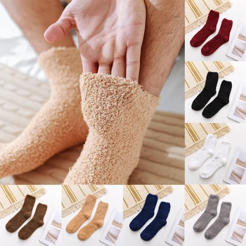 

Men Winter Warm Fluffy Fleece Socks Cute Soft Elastic Coral Velvet Socks Indoor Floor Towel Socks Breathable