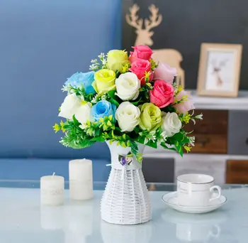 

5pcs Artificial Flower 6 Forks 6 Roses Artificial Flower Buds Wedding Photography with Small Artificial Flower Silk Flower