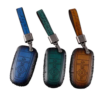 

Genuine Leather Car Auto Remote Car Key Shell Case Protector Cover for Ford Focus 2 Focus 3 Kuga Ecosport Edge Car Accessories