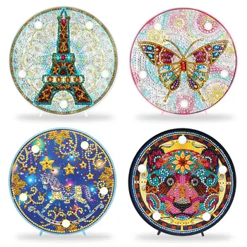 

DIY Art Diamond Painting Kit Round 5D Full Diamond Mosaic Embroidery With Night Lights Table Desk Christmas Decoration For Home