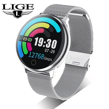 

LIGE New Smart Watch Men Sports Fitness IPS Color Screen Waterproof Smartwatch Blood Pressure Heart Rate Monitor for Android iOS
