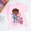 Summer Kids Cute T-shirt Girl Doc McStuffins Clinic Girl Cartoon Print Tops Baby T Shirt New Fashion Toddler Casual Kids Clothes 6