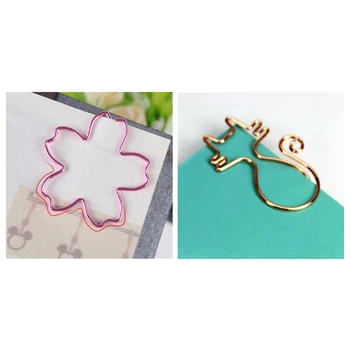 

8Pcs Rose Gold Kawaii Cat Paper Clips Bookmark & 12Pcs Top Quality Plated Pink Paper Clips Sakura Paper Needle Bookmark Metal Me