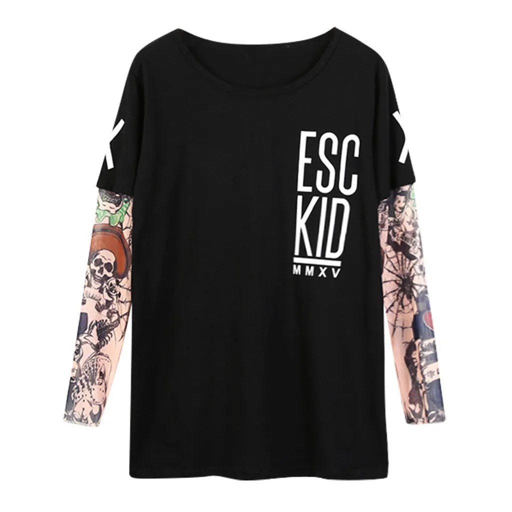 Мужская Уличная футболка в стиле хип-хоп с принтом татуировки, футболка для мужчин, папы и сына, футболка с сетчатым Принтом Татуировки, Футболка с рукавами, топы# g4 - Цвет: B