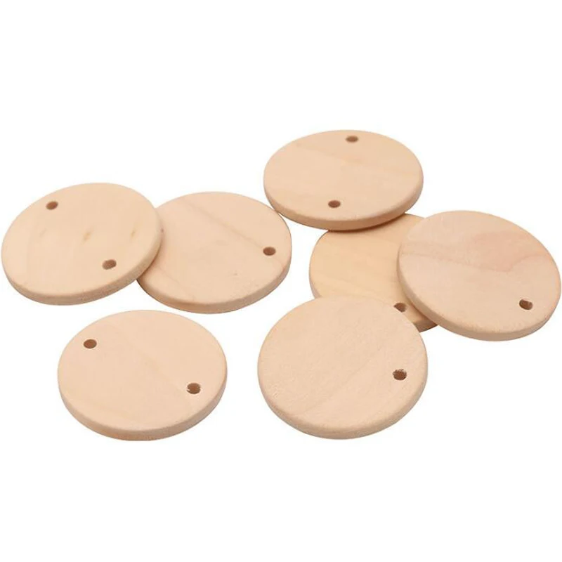 50 Pieces Round Shaped Wooden Discs Wood Tags with Hole Reminder Record  Calendar Wood Chips for Birthday Board DIY Crafts
