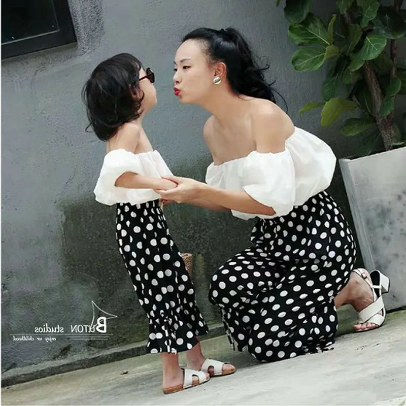 

mommy and me clothes summer 2020 mother daughter matching outfits tops+pants 2pieces family clothes sets