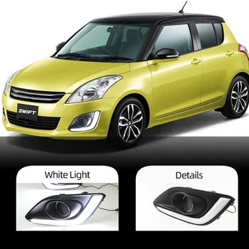 

CSCSNL 2Pcs DRL For Suzuki Swift 2014 2015 2016 Daytime running lights with fog lamp hole cover 12V LED CAR DRL White