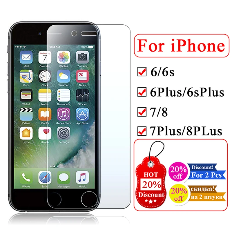 Армированное стекло для iphone 8, 7, 6 plus, 6s, Защитное стекло для экрана, 8 plus, 7 plus, S6 a, iphone Tremp, ipone, защитная пленка из закаленного листа