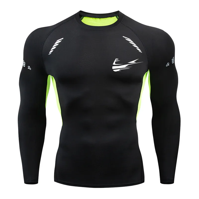 

Men's 3D Printing Running T-Shirt Compression Tight Fitness Running Shirt Breathable Long Sleeve Sports Rashgard Gym Cycling Jer